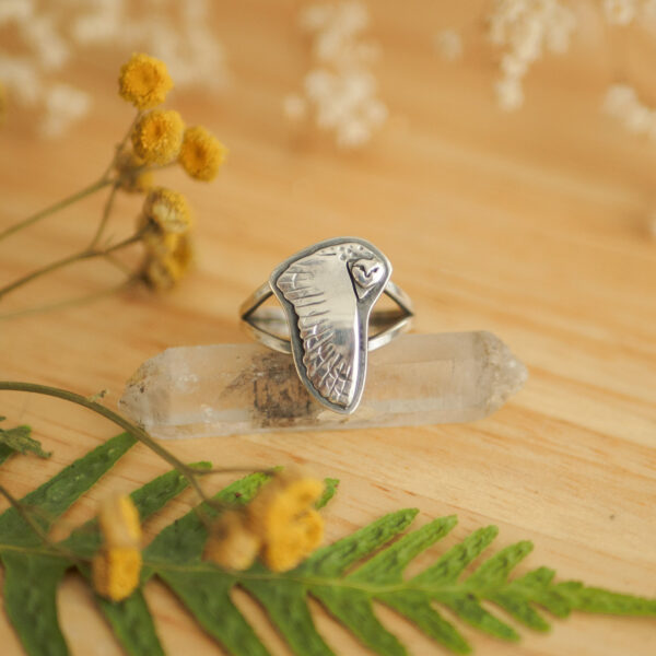 Płomykówka - srebrny pierścionek sygnet damski z sową