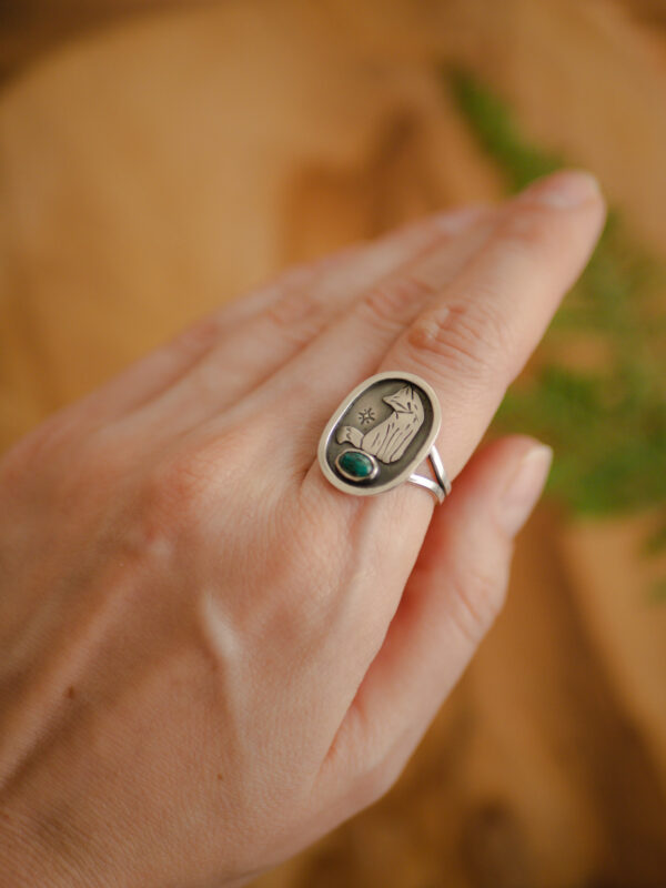 lisek z kuprytem - srebrny pierścionek sygnet damski z lisem