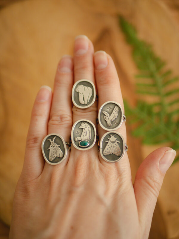 leśne historie - srebrne pierścionki ze zwierzętami, leśna biżuteria
