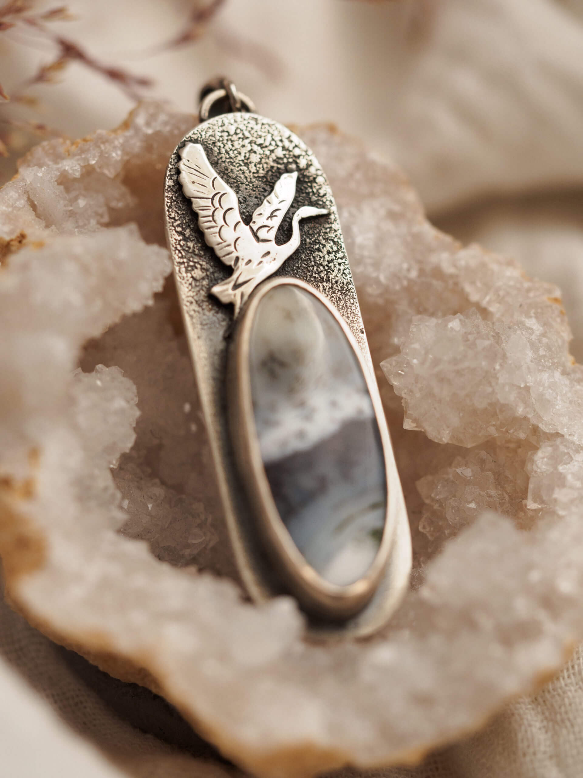 KRUPKOWSKA.COM Żuraw zimowy <strong>naszyjnik</strong> 5 Żuraw zimowy - srebrny naszyjnik z agatem dendrytowym