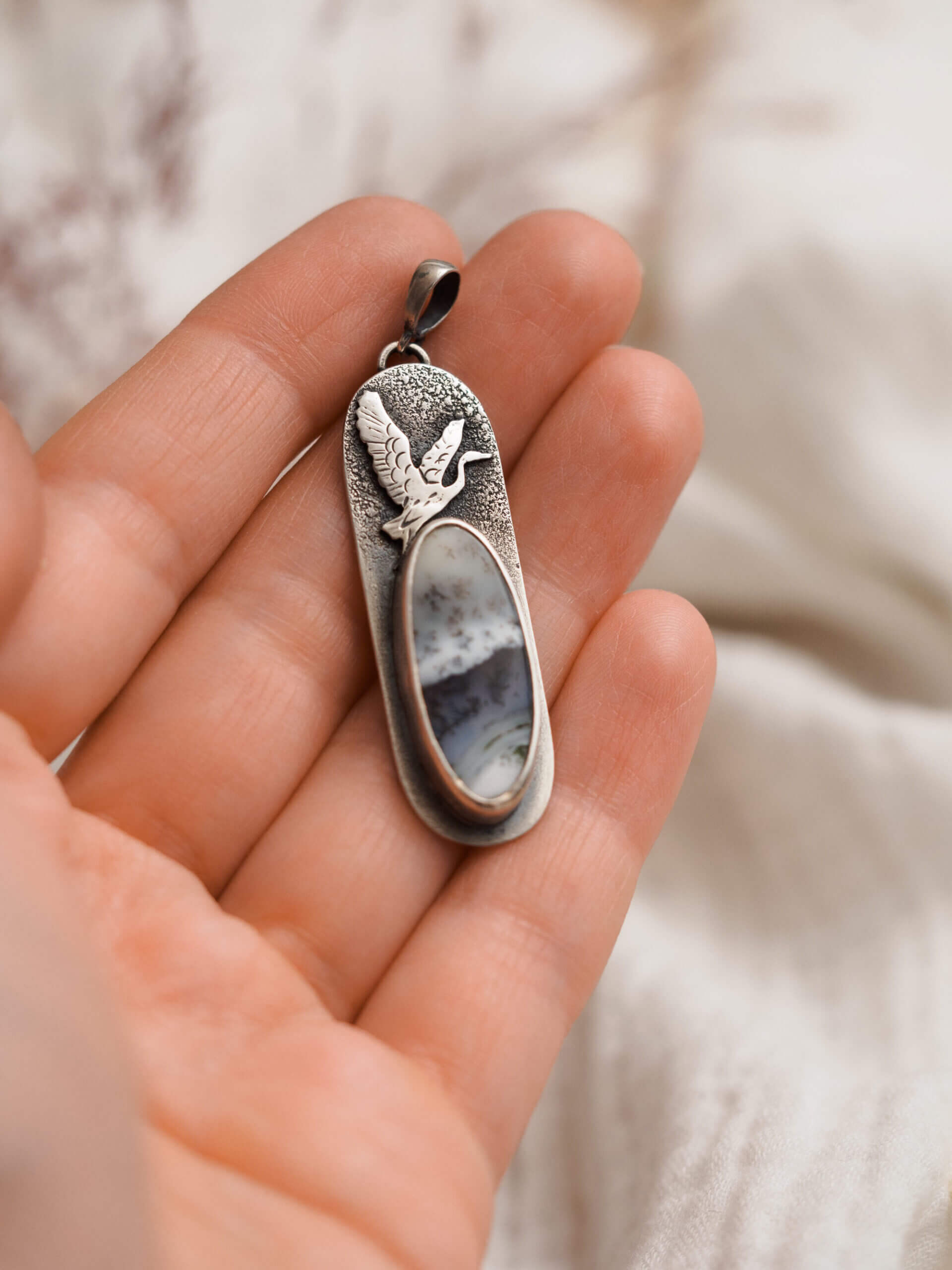 KRUPKOWSKA.COM Żuraw zimowy <strong>naszyjnik</strong> 7 Żuraw zimowy - srebrny naszyjnik z agatem dendrytowym